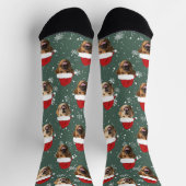 Funny Custom 3 Hund sieht Weihnachten Weihnachtsma Socken (Oben)