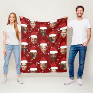 Funny Custom 4 Faces Foto Weihnachten Weihnachtsma Fleecedecke
