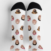 Funny Custom 4 Faces with Dog Cat - Personalisiert Socken (Oben)