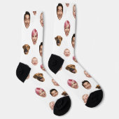 Funny Custom 4 Faces with Dog Cat - Personalisiert Socken (Rechts)
