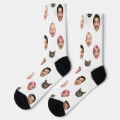 Funny Custom 4 Faces with Dog Cat - Personalisiert Socken (Linkes Detail)