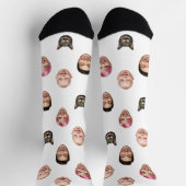 Funny Custom 4 Faces with Dog Cat - Personalisiert Socken (Oben)