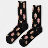 Funny Custom 4 Faces with Dog Cat - Personalisiert Socken (Linkes Detail)