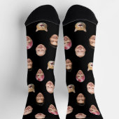 Funny Custom 4 Faces with Dog Cat - Personalisiert Socken (Oben)