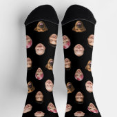 Funny Custom 4 Faces with Dog Cat - Personalisiert Socken (Oben)