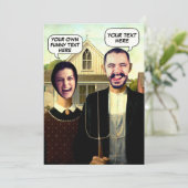 Funny Custom American Gothace in Hole Foto Einladung (Stehend Vorderseite)