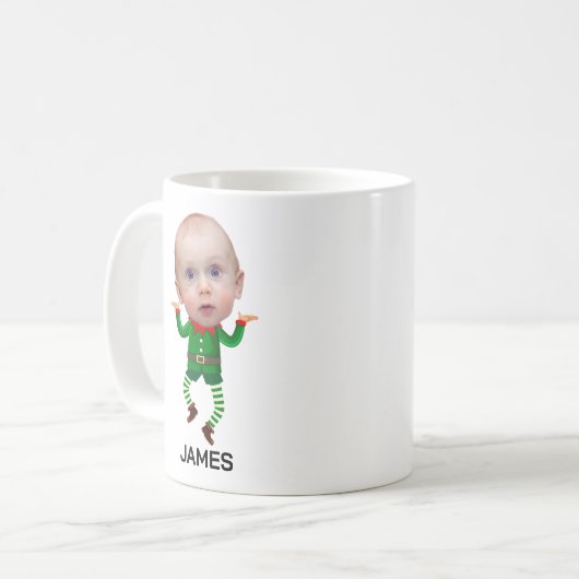 Funny Custom Baby Face Elf Weihnachten Kaffeetasse (Vorderseite Links)