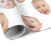 Funny Custom Baby Face Foto Face 3 Fotos Geschenkpapier (Rolleneckpunkt)