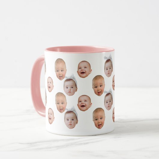 Funny Custom Baby Face Foto Face 3 Fotos Tasse (Vorderseite Links)
