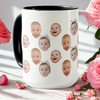 Funny Custom Baby Face Foto Face 3 Fotos Tasse