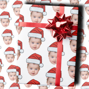 Funny Custom Baby Face Foto Santa Head Geschenkpapier