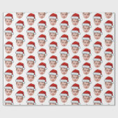 Funny Custom Baby Face Foto Santa Head Geschenkpapier (Flach)