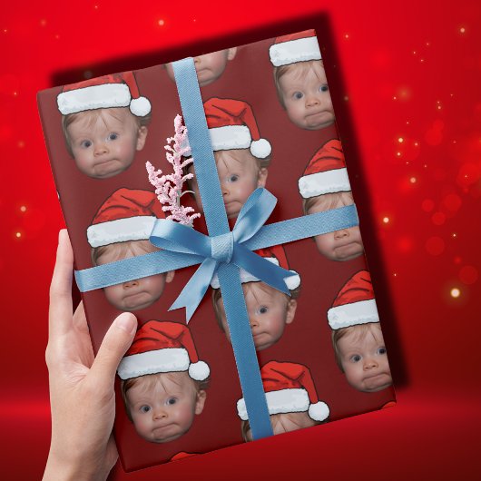 Funny Custom Baby Face Foto Weihnachtsmannmütze We Geschenkpapier