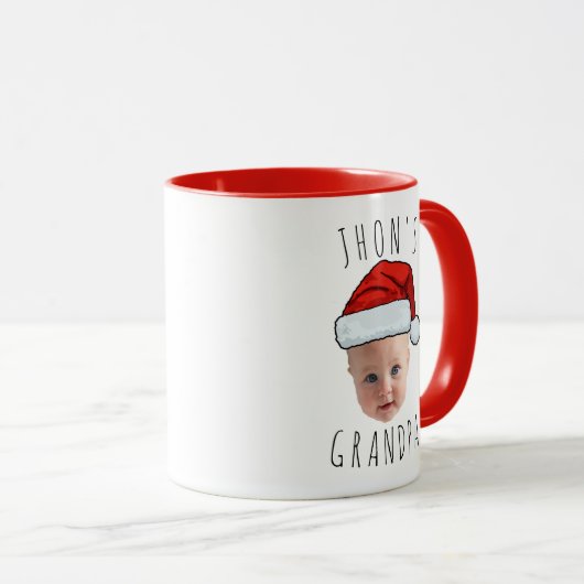 Funny Custom Baby Face Weihnachtsmannmütze Weihnac Tasse (VorderseiteRechts)