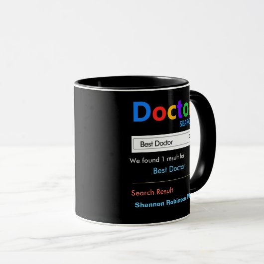 Funny Custom Best Doctor Geschenk Schwarz Tasse (VorderseiteRechts)