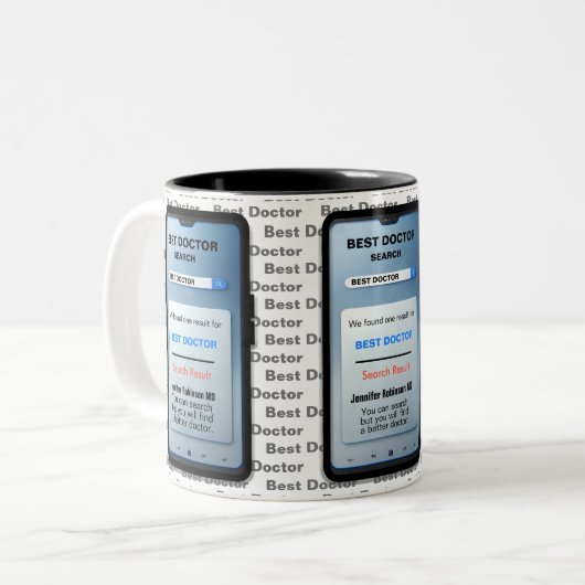 Funny Custom Best Doctor-Geschenk Zweifarbige Tasse (Vorderseite Links)