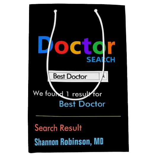 Funny Custom Best Doctor Mittlere Geschenktüte (Vorderseite)