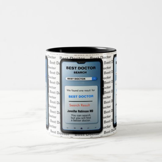 Funny Custom Best Doctor Search Zweifarbige Tasse (Mittel)