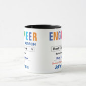Funny Custom Best Engineer Geschenkidee Tasse (Zentrum)