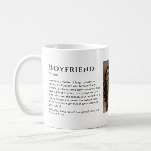 Funny Custom Boyfriend Definition mit Foto Kaffeetasse (Links)