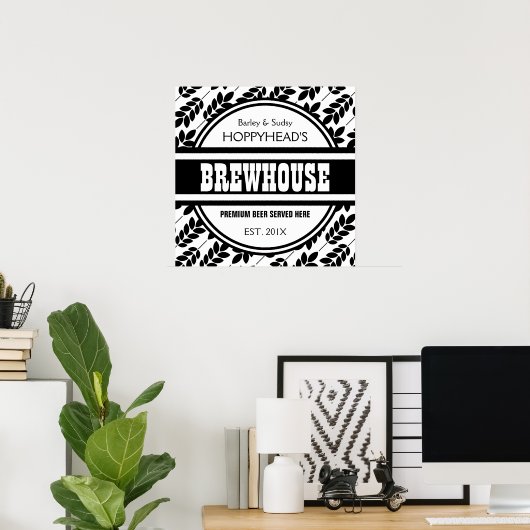 Funny Custom BREWERY BREWERY Biermarke Zeichen Poster (Heimbüro)