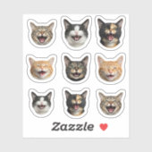 Funny Custom Cat Face - Personalisiert 9 Fotos Aufkleber (Blatt)