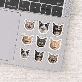 Funny Custom Cat Face - Personalisiert 9 Fotos Aufkleber