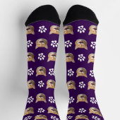 Funny Custom Cat Foto mit Paw Muster Lila Socken (Oben)