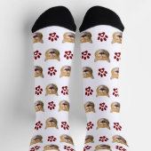 Funny Custom Cat Foto mit rotem Muster Socken (Oben)