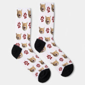 Funny Custom Cat Foto mit rotem Muster Socken (Rechts)