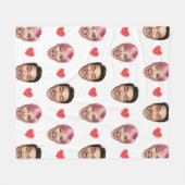 Funny Custom Couple Faces Pattern Red Hearts Fleecedecke (Vorderseite (Horizontal))
