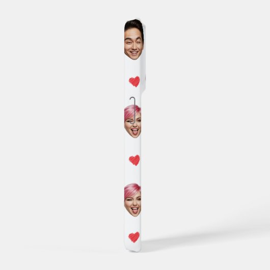Funny Custom Couple Faces Pattern Red Hearts iPhone Hülle (Rechte Seite)