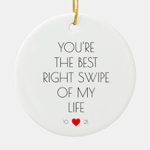 Funny Custom Couple Verabred App Tinder Wedding Keramik Ornament