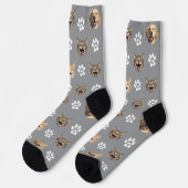 Funny Custom Dog & Cat 3 Fotos mit Paw Prints Socken (Linkes Detail)
