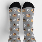 Funny Custom Dog & Cat 3 Fotos mit Paw Prints Socken (Oben)