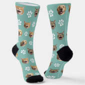 Funny Custom Dog & Cat 3 Fotos mit Paw Prints Socken (Gewinkelt)
