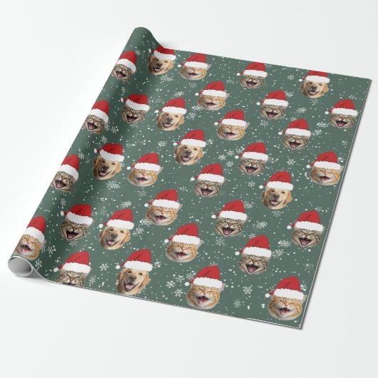 Funny Custom Dog Cat 3 gegenüber Weihnachten Weihn Geschenkpapier (Ungerollt)