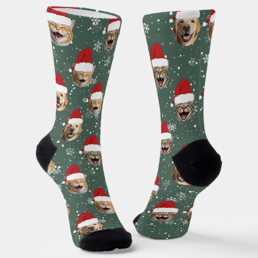 Funny Custom Dog Cat 3 gegenüber Weihnachten Weihn Socken (Gewinkelt)