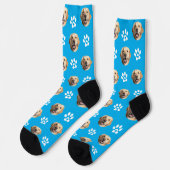 Funny Custom Dog Foto mit Paw Muster Blau Socken (Linkes Detail)