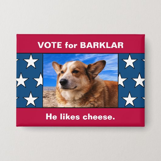 Funny Custom Dog Präsident Wahlkampagne Foto Button (Vorderseite)