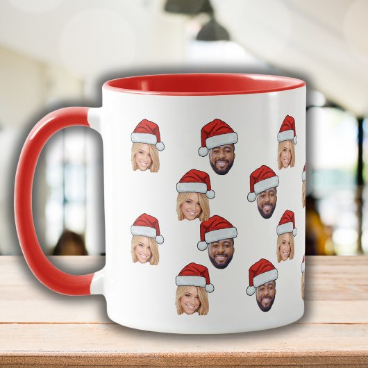 Funny Custom Face 2 Fotos Santa Claus Hat Xsmas Tasse