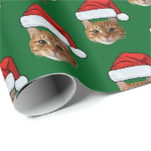 Funny Custom Face Cat Foto Weihnachtsmannmütze Wei Geschenkpapier (Rolleneckpunkt)