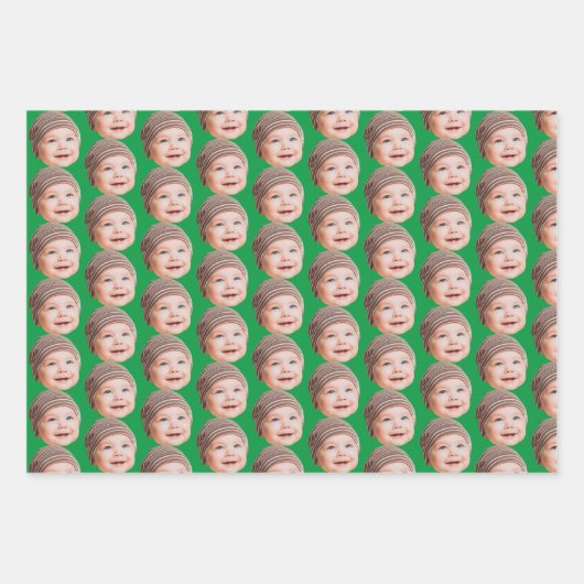 Funny Custom Face Foto Baby Mama Vater Geschenk Geschenkpapier Set (Vorderseite 3)