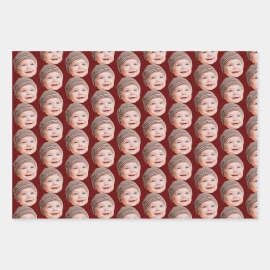 Funny Custom Face Foto Baby Mama Vater Geschenk Geschenkpapier Set (Vorderseite 2)