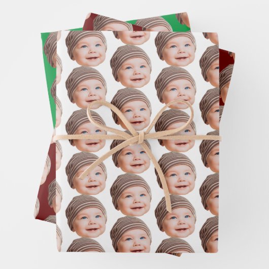 Funny Custom Face Foto Baby Mama Vater Geschenk Geschenkpapier Set (Beispiel)