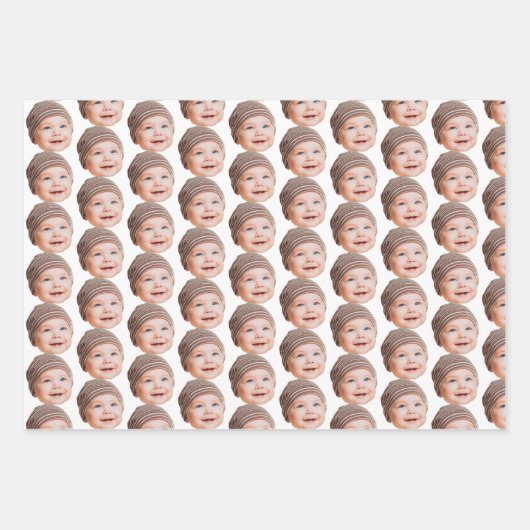 Funny Custom Face Foto Baby Mama Vater Geschenk Geschenkpapier Set (Vorderseite)