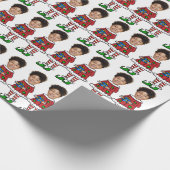 Funny Custom Face Foto Elf Weihnachten Geschenkpapier (Ecke)