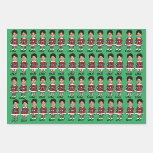 Funny Custom Face Foto Elf Weihnachten Geschenkpapier Set (Vorderseite 2)
