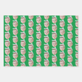 Funny Custom Face Foto Face Wiederholung Muster Geschenkpapier Set (Vorderseite 3)