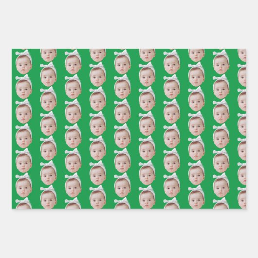 Funny Custom Face Foto Face Wiederholung Muster Geschenkpapier Set (Vorderseite 3)